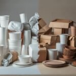 Can you recycle Styrofoam? This image highlights the difference between eco-friendly food containers and those that end up in landfills.