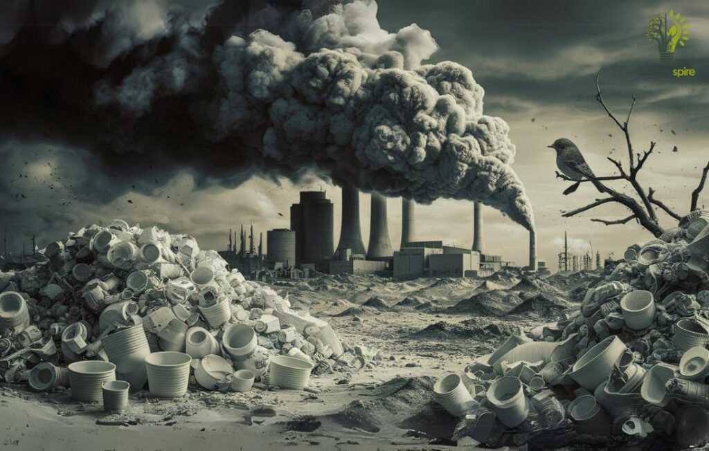 This image depicts the Impact on atmosphere caused by Styrofoam