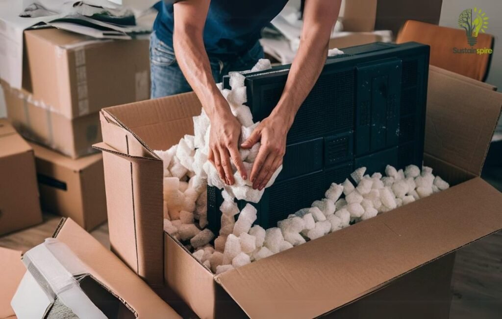 Using Packing Material like these Styrofoam peanuts ensures safe transport.