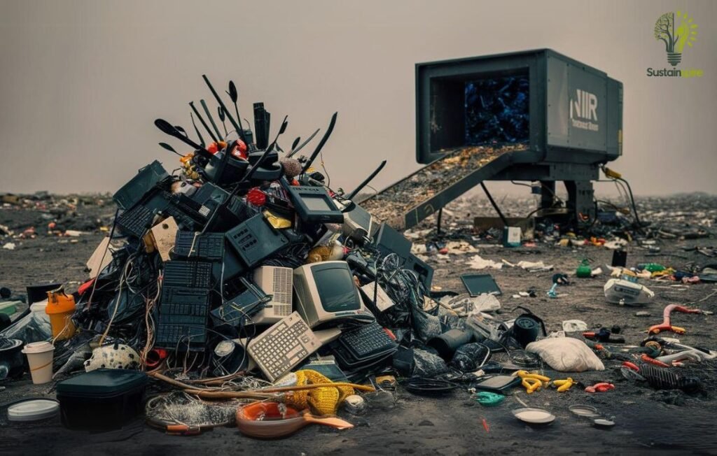 A stark image captures the scale of the e-waste problem.