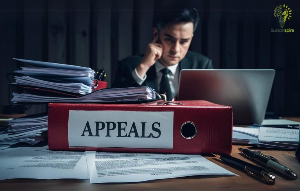Appeals process folder on a desk.
