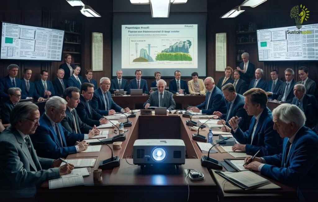 A serious boardroom meeting, suggesting the complexities of navigating the hearing process.