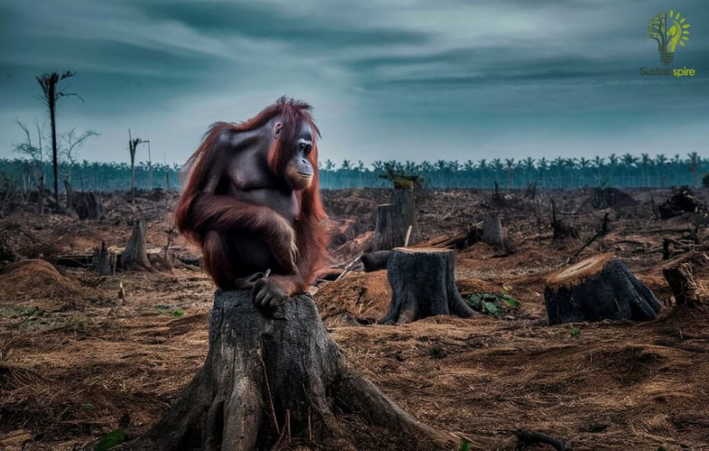 Orangutan in a vanishing habitat.