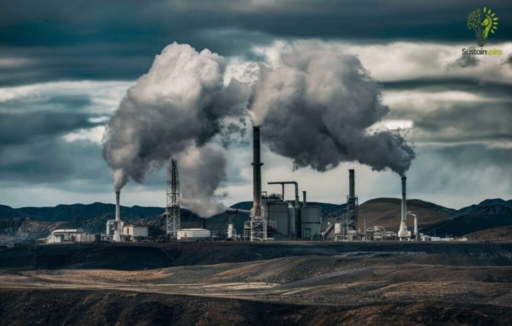 Industrial plant emitting smoke, highlighting methane leaks and their impact on climate change.