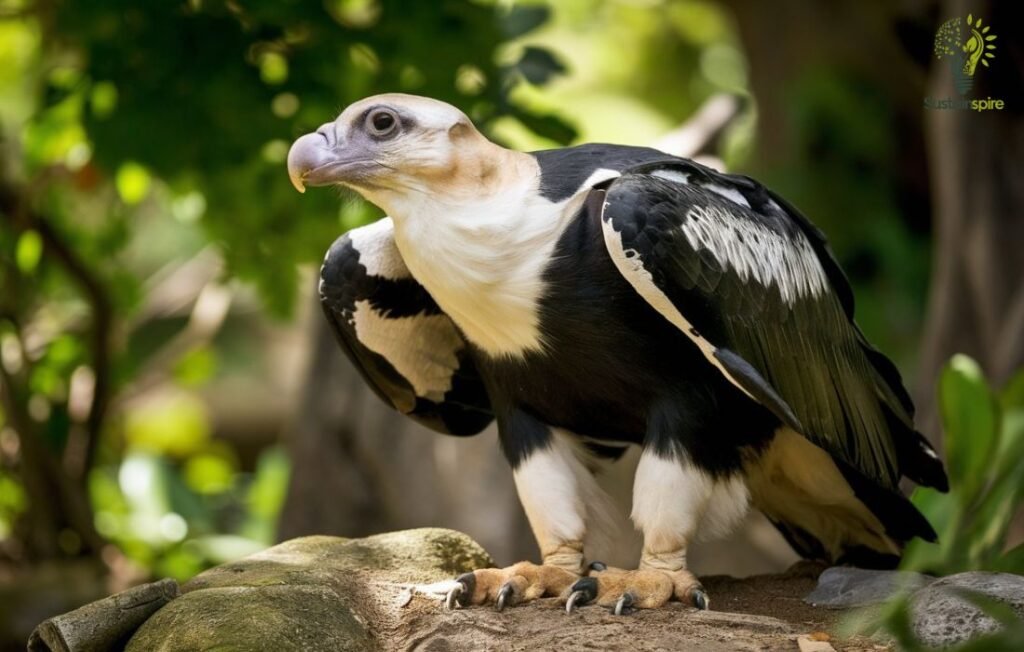 Endangered Species: A Palm Vulture, a bird of prey, perched on a rock.