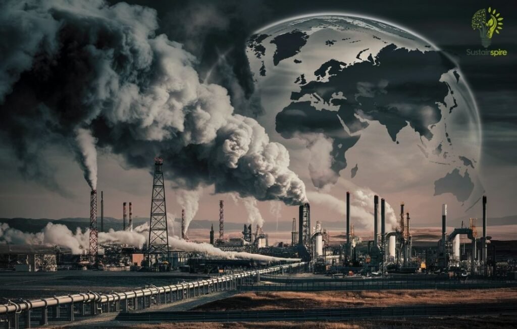 Global warming emissions from a natural gas processing plant.