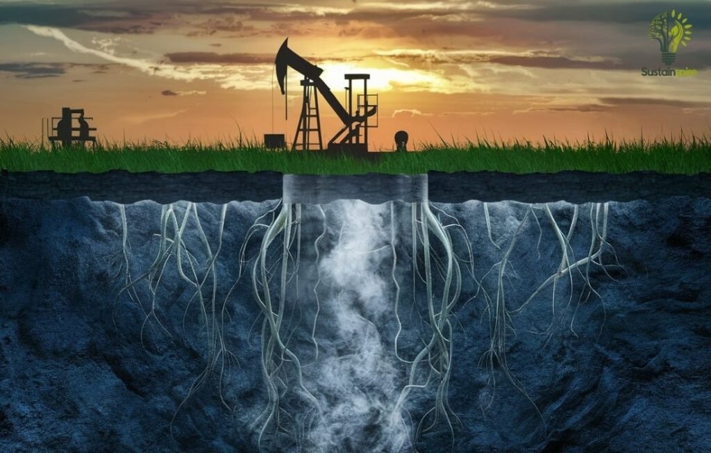 Groundwater pollution from fracking, one of the disadvantages of natural gas extraction.