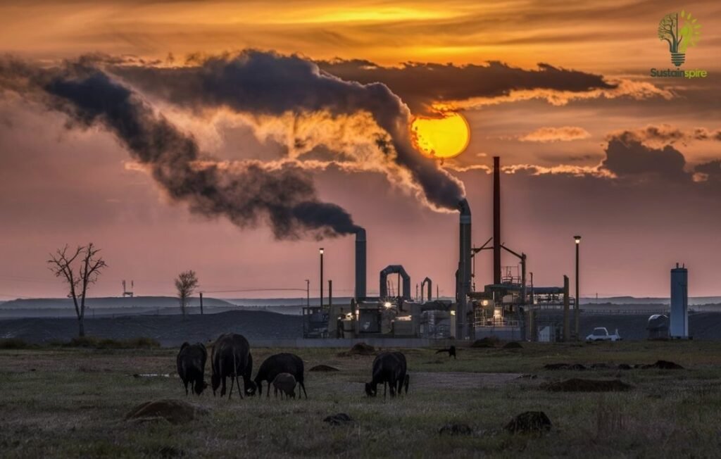 Habitat destruction from natural gas infrastructure.