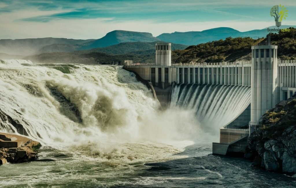 Hydroelectric dam releasing water