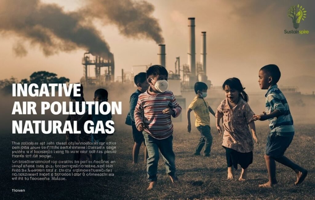 Children playing near a natural gas plant, highlighting the risk of respiratory illnesses from air pollution.